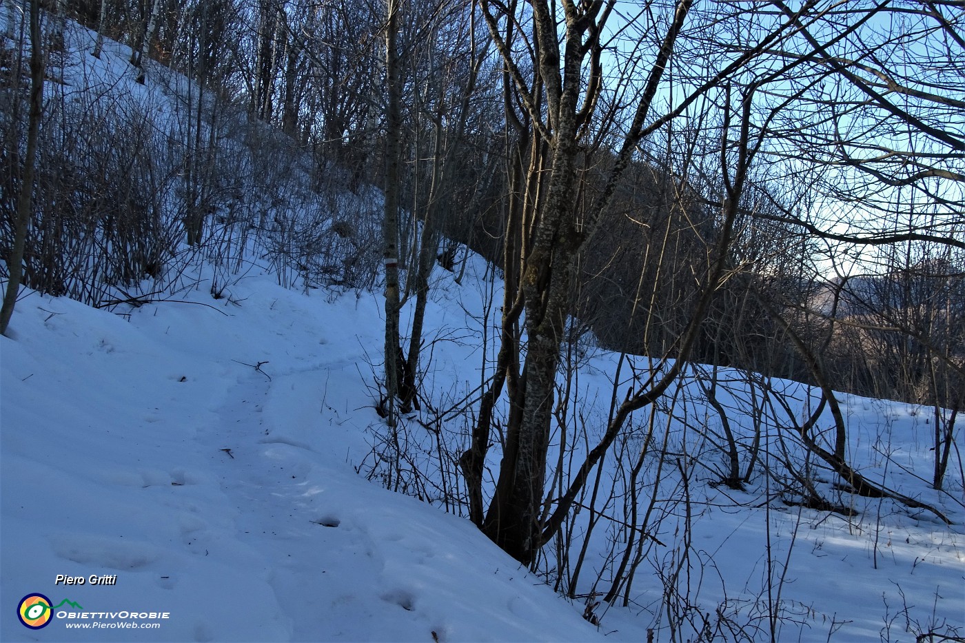 61 Sul versante nord in ombra neve ghiacciata sul sentiero!.JPG